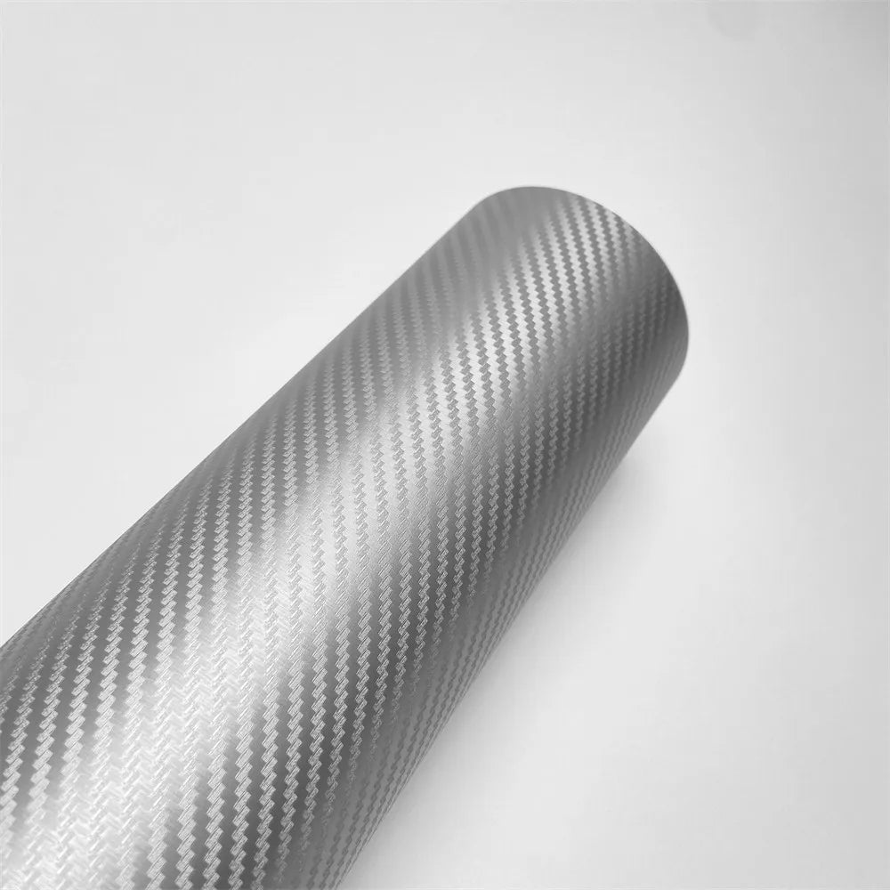 DIY Waterproof 3D Carbon Foil Film Silver Self-adhesive Car Stickers Auto Color Change Accessories Silver Carbon Vinyl Wrap