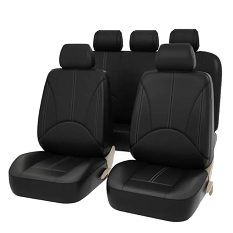 SEAMETAL Leatherette Car Seat Cover Set Breathable Auto Seat Cushion Universal Full-Wrapped Seat Cover Compatible with Airbag