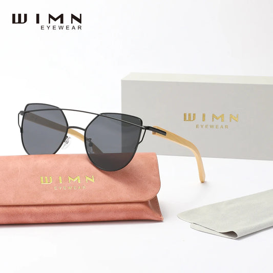 WIMN Handmade Sunglasses Brand Design Original Wooden Bamboo Glasses Women's Glasses