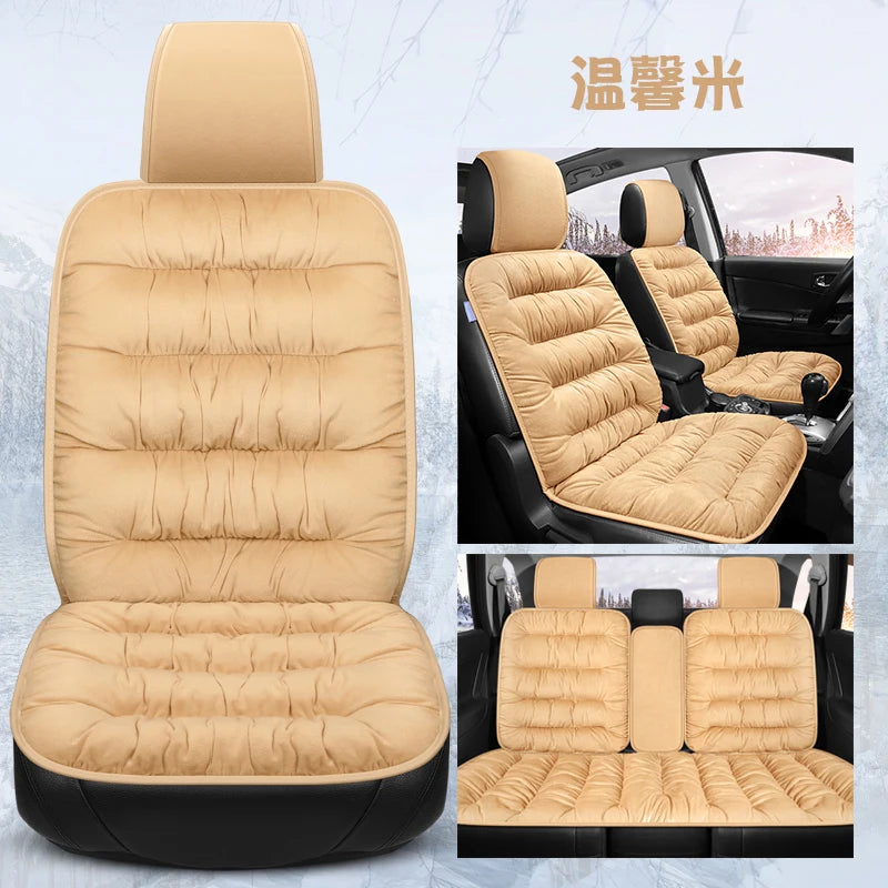 New car seat cushion single piece backless, autumn and winter universal plush anti slip cushion, warm pad three piece set