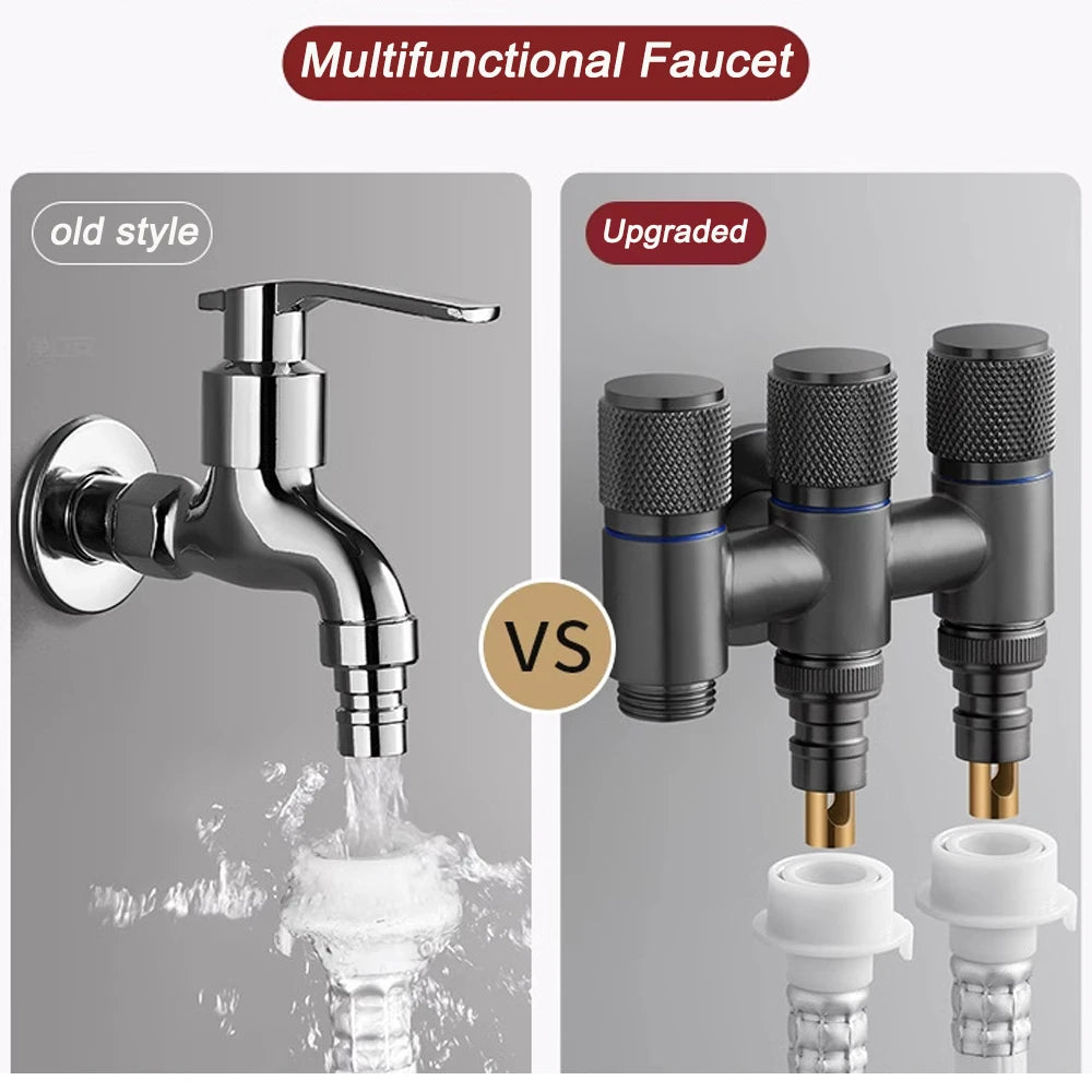 Universal 1/2 Thread One Into Three Out Faucet Kitchen Stainless Steel Inlet Valve Fitting Valve Toilet Bathroom Fittings