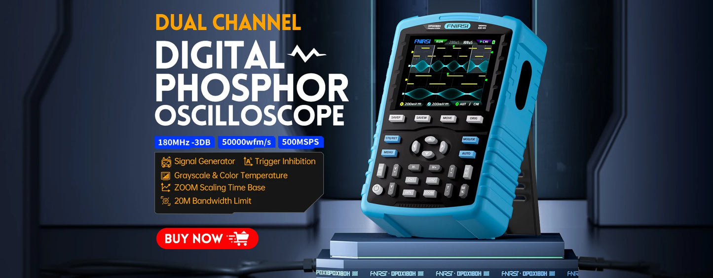 FNIRSI 1C15 Professional Digital Oscilloscope 110MHz Analog Bandwidth 500MS/s Sampling Rate Supports 1Khz Square Wave 400V