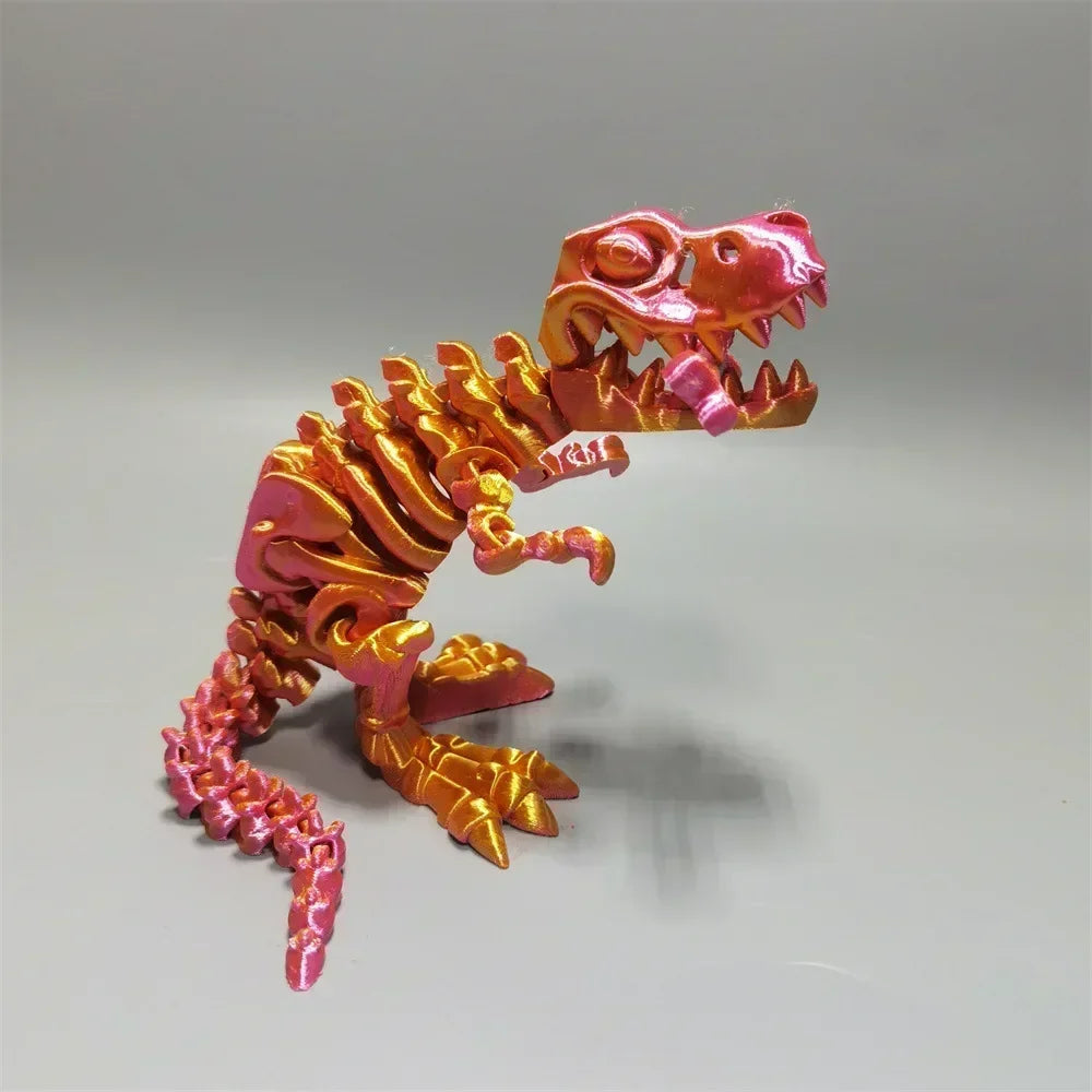 10Pcs Tyrannosaurus Rex Fossil Dragon 3D Printing Skull Dragon Movable Joint Decoration Toy Can Stand Big-mouth Dinosaur Model