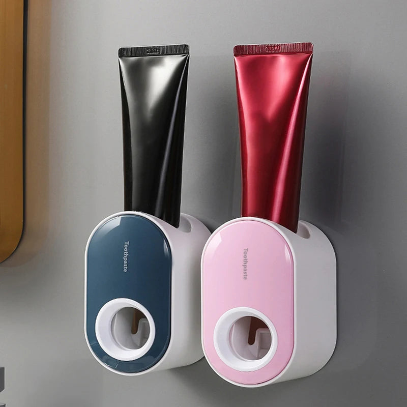 Automatic Toothpaste Dispenser Wall Mount Bathroom Bathroom Accessories Waterproof Toothpaste Squeezer Toothbrush Holder