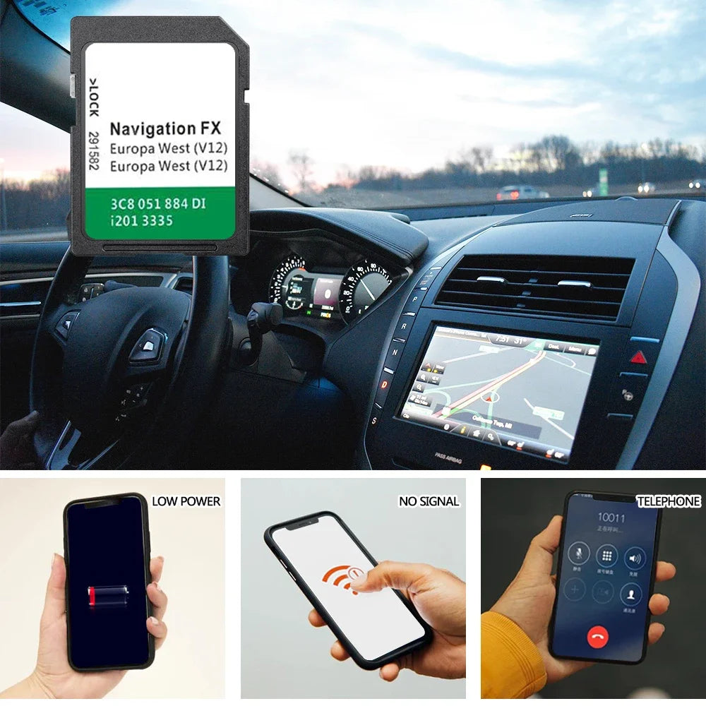 for VW Golf 6 (5K) (2008 -2014) FX V12 RNS 310 WEST Europe Cover Norway Austria UK EN Sat Naving GPS SD Card