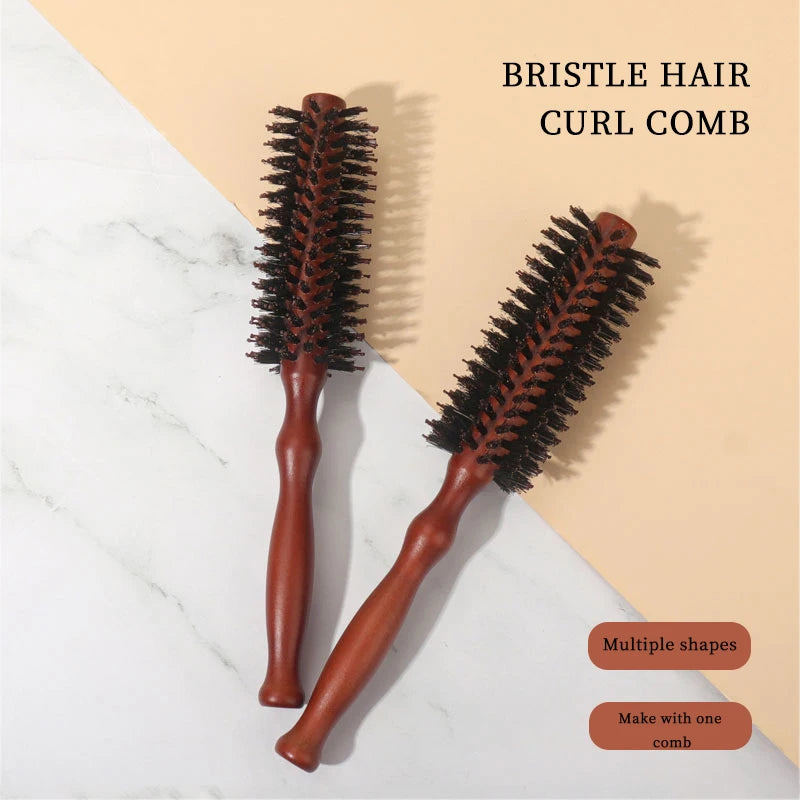 6 Types Curly Hair Comb Hairdressing Styling Tools Wooden Handle Bristle Rolling Hairbrush Combs
