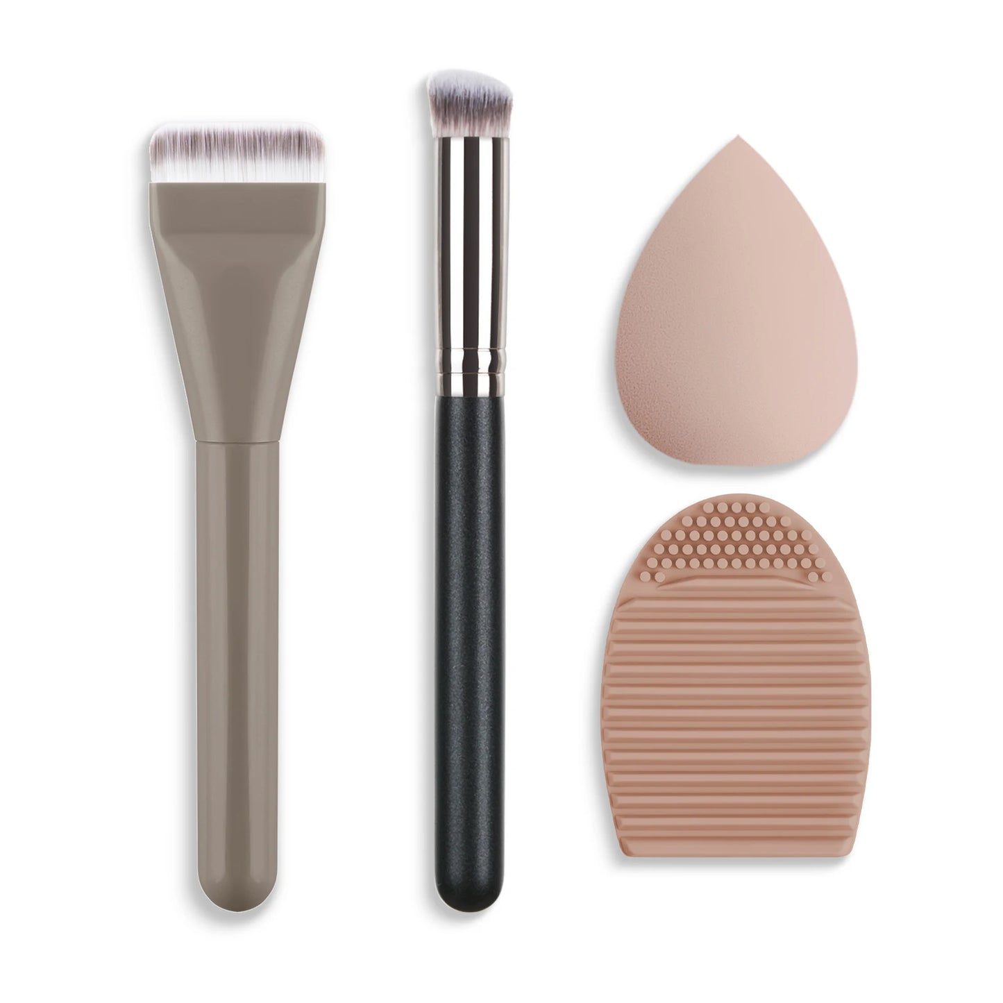 Ultra Thin Foundation Brush Makeup Mixing Palette with Spatula Flat Face Contour Brush Cosmetic Puff Blender Beauty Makeup Tools