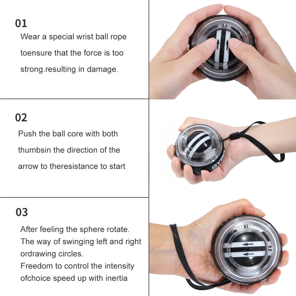 Self starting wrist gyro ball power trainer wrist strengthening device forearm exercise device strengthens arm finger muscles