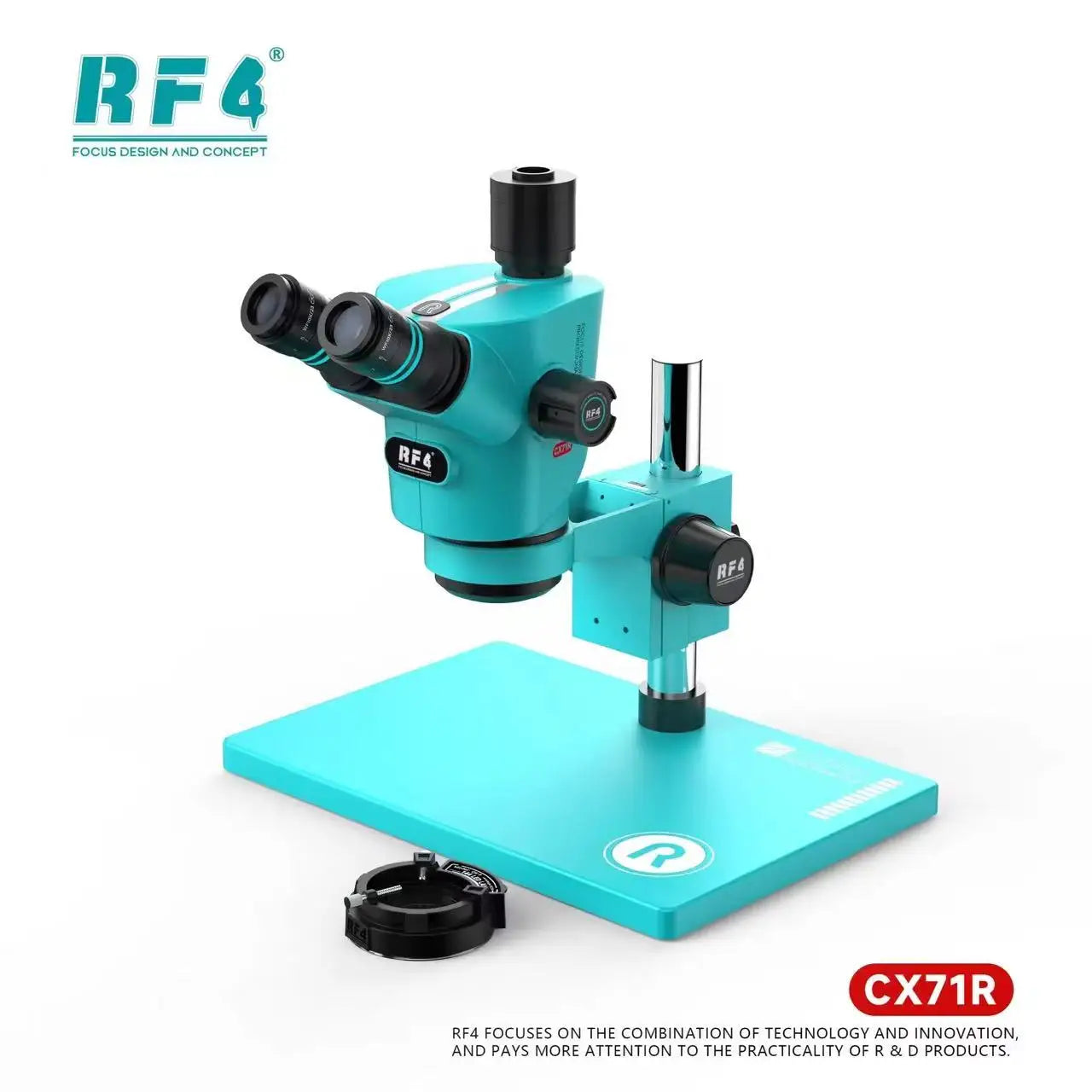RF4 CX71R New Focus Trinocular Stereo Microscope 6.5x-65x 30°C Ergonomic Design 10X/23MM Eyepice for Phone Soldering PCB Repair