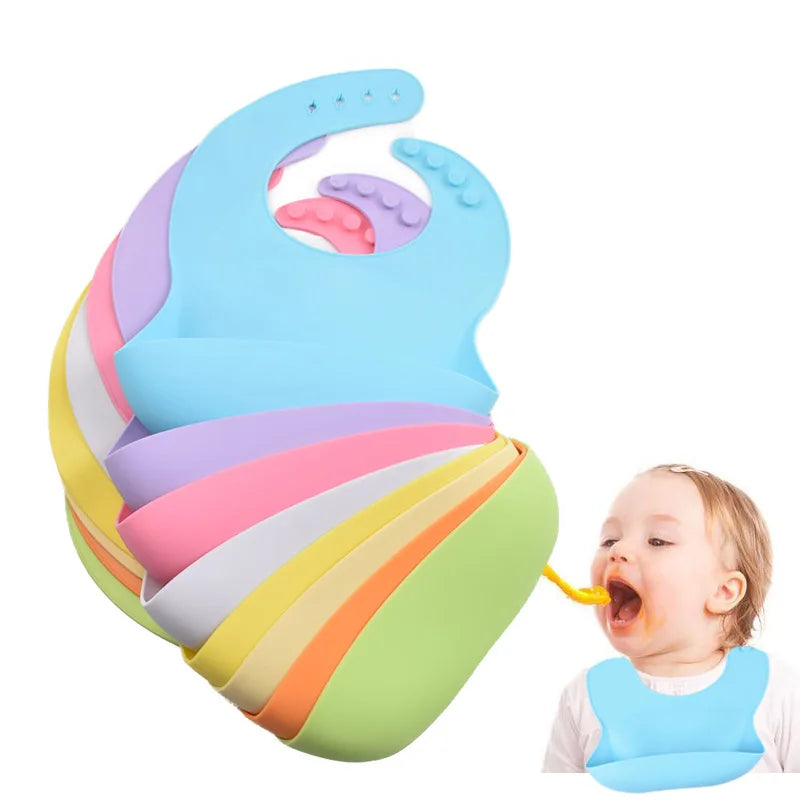 Silicone Bibs for Kids Newborn Candy Baby Feeding Tableware Waterproof Baby Bibs Toddler Breakfast Feedings