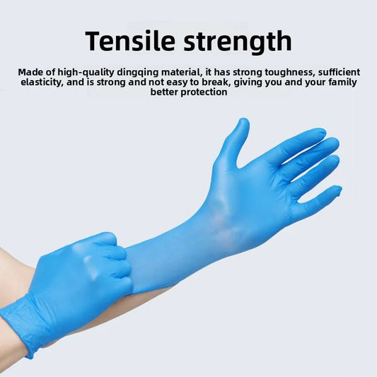 100PCS Nitrile Exam Gloves Heavy Duty Food Grade Latex & Powder Free High Elasticity for Medical Food Service Cleaning