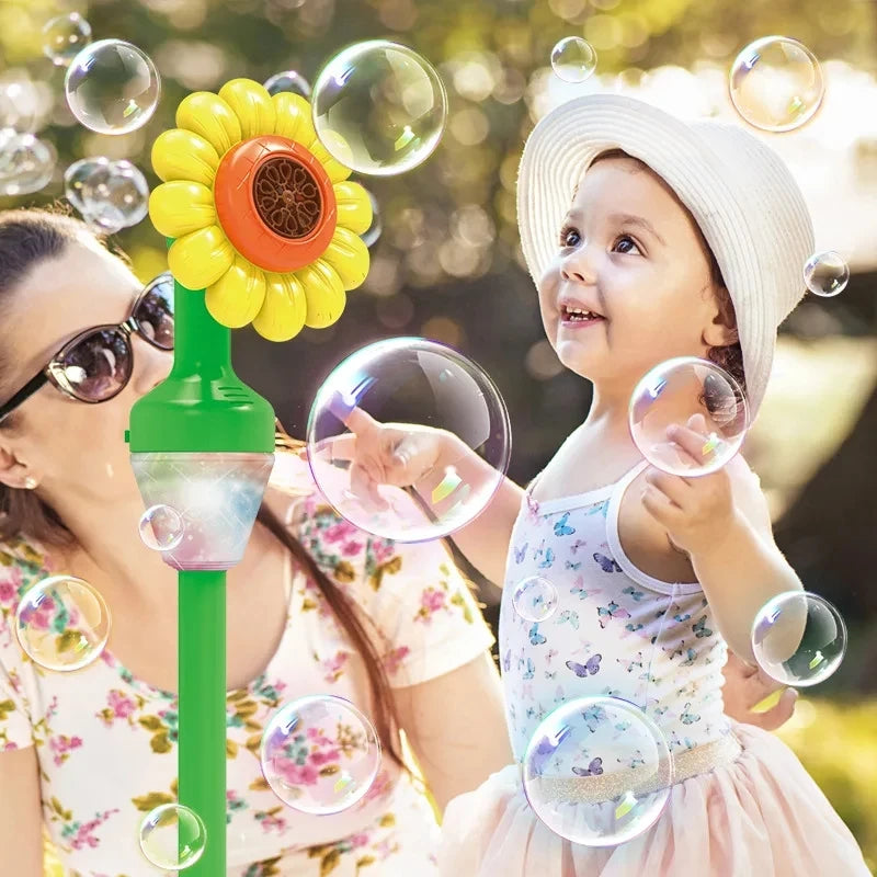 Sunflower Bubble Machine Toy Fully Automatic Lighting Music Back Garden Summer Outdoor Large Party Wedding Gift