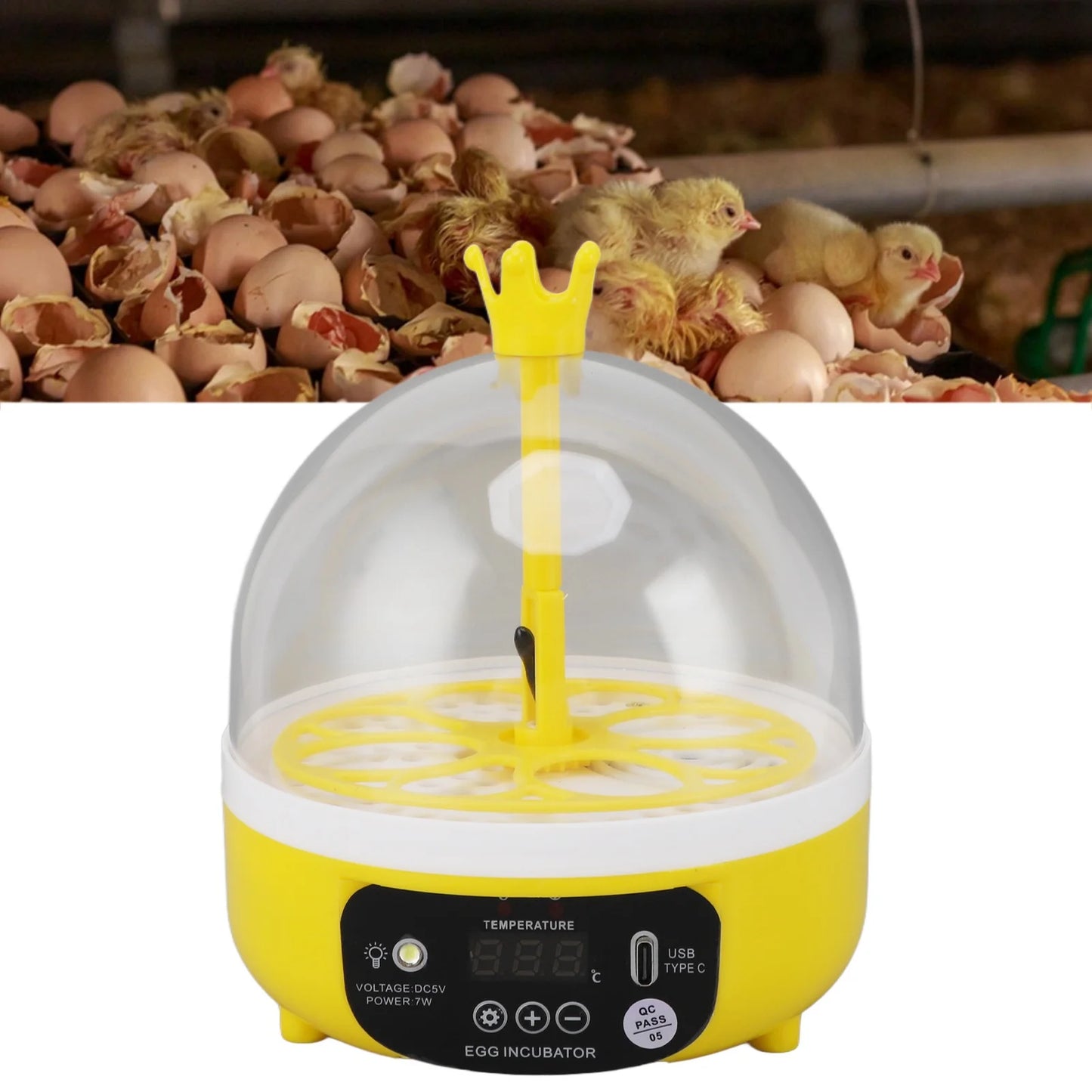 Mini Egg Incubator for Home Automatic Temperature Humidity Control 4 Eggs Candler Poultry Hatching Machine for Chickens Ducks Pi