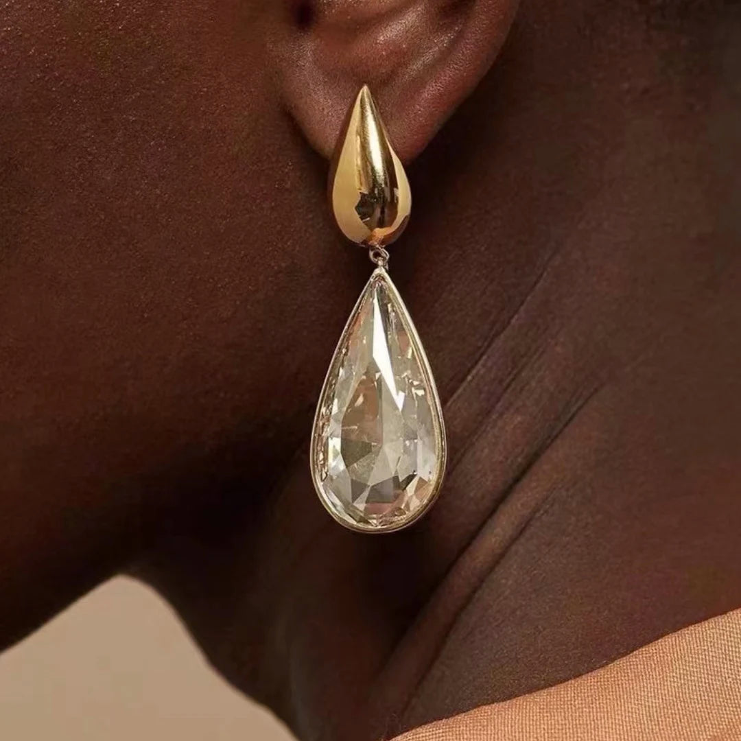 Water Drop Earrings Heavy Metal Water Drop Pendant Asymmetric Earrings Shiny Zircon Sexy Women's Golden Jewelry Christmas Gift