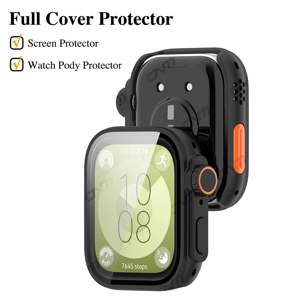 Change To Ultra Case for Huawei Watch Fit 3 Tempered Glass Case + Screen Protector for Huawei Watch Fit3 Upgrade to Ultra 2
