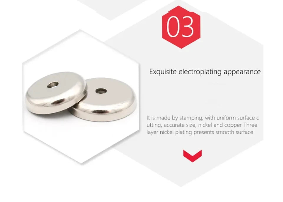 1Pcs Super Strong Cup Magnetic Neodymium Countersunk Hole POT Magnet Strong with Screw for Wall Mounting Round POT Magnets Imans