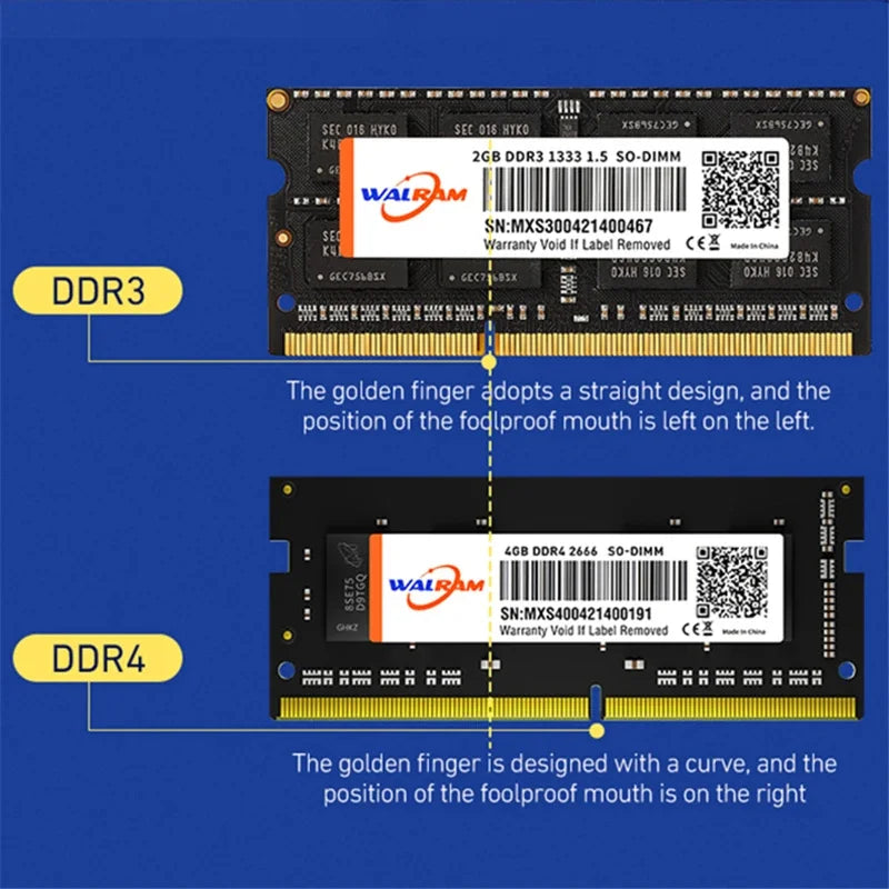 WALRAM Memoria Ram Notebook DDR4 DDR3L 16GB 8GB 4GB 32GB 3200 2666 2400 1600 1333 Sodimm Laptop Memory Ram DDR3L DDR4
