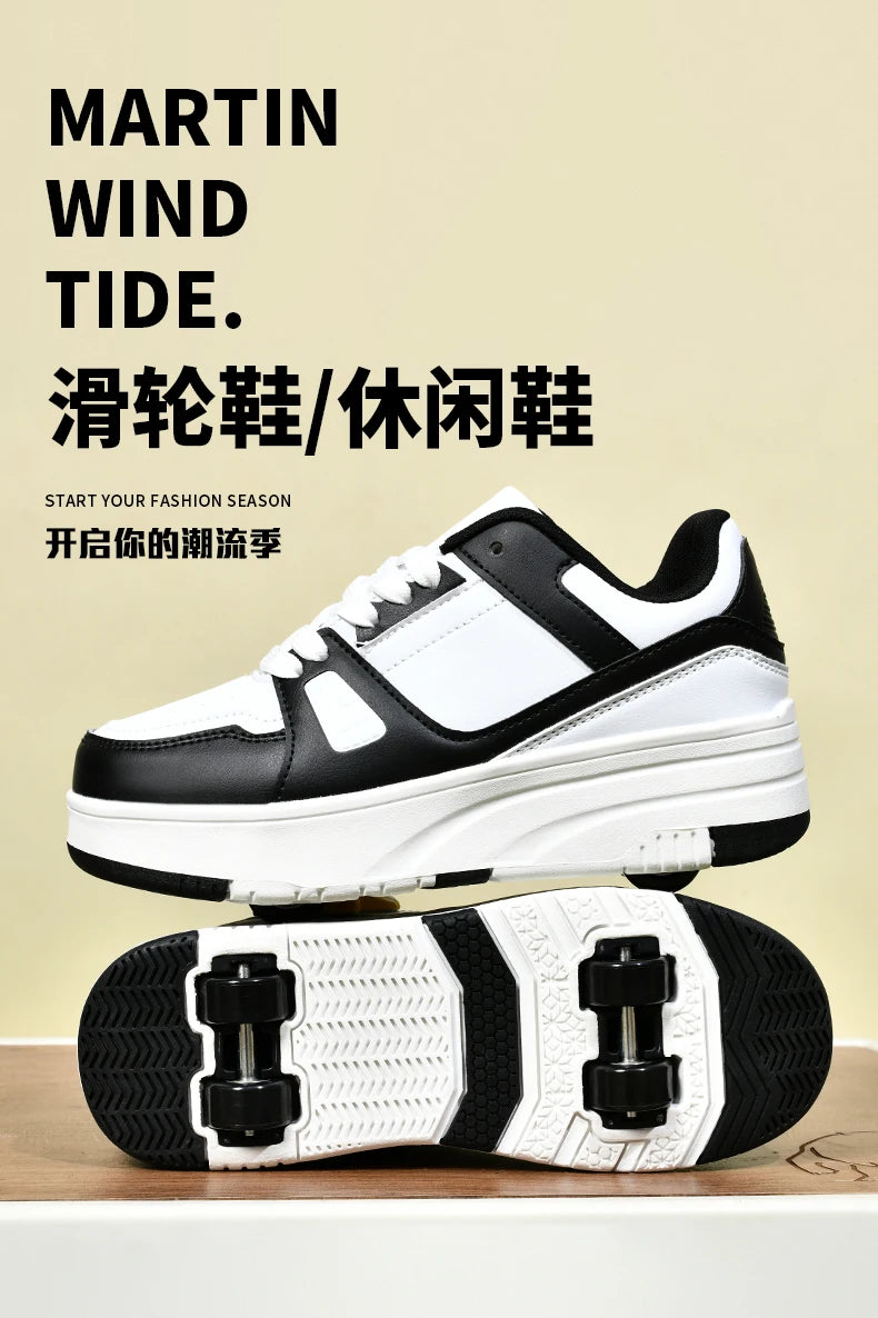 Children's Roller Skate Shoes Student Inline Skating Shoes grils 4-Wheel Deformation Boy's Skating Shoes