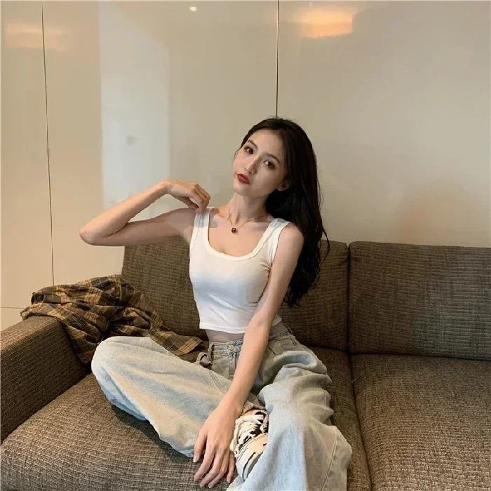 INS Fashion Crop Top T-shirt Women Casual Cropped Strap Basic Summer Clothes Tee Shirt Femme T shirt Tshirt Woman Tops Sexy