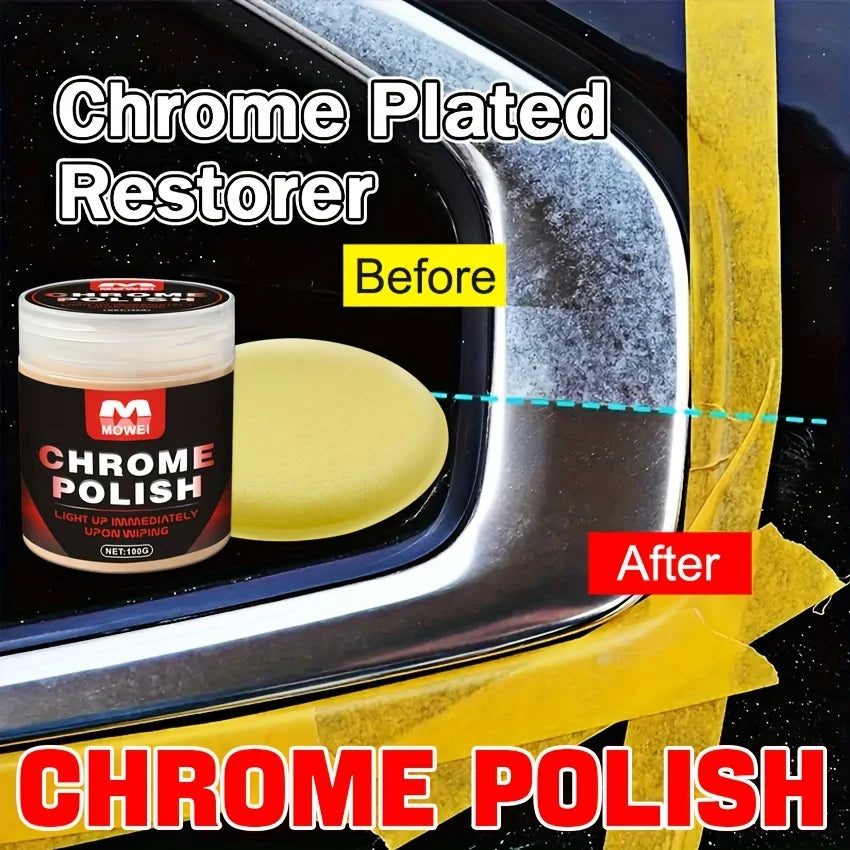 Universal Model Chrome Restoration Polish – Metal Shine Renovation Compound for Car Door Handles, Windows, and Trim – Removes Ru