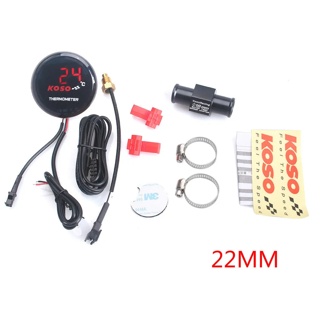 Universal Motorcycle Thermometer Instruments Water Temp Temperature Digital Display Meter Gauge Sensor Adapter For KOSO