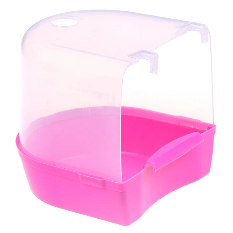 Plastic Bird Water Bath Box Bathtub Parrot For Parakeet Hanging Bowl