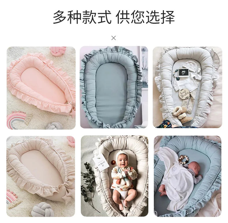 Newborn Bed for Breastfeeding Sleep Baby Cribs Portable Baby Nest 0-18 Months Detachable Anti-Rollover Bassinet with Cooling Mat
