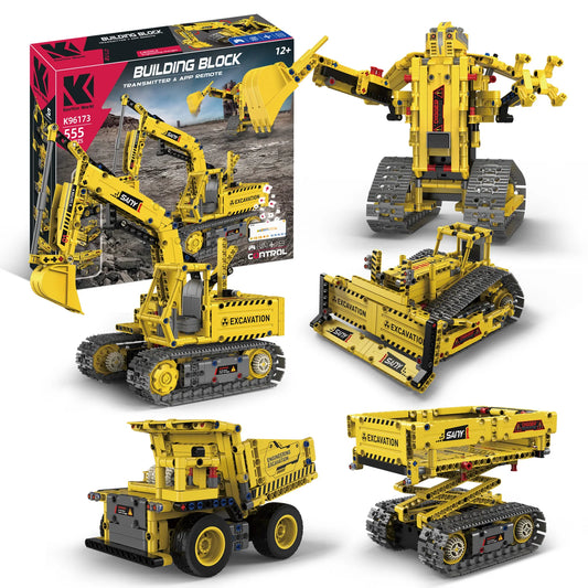 5 In 1Technical Car Excavator APP Remote Control Power Bricks Building Blocks Engineering Truck Toys Kids Moc Sets Gift K96173