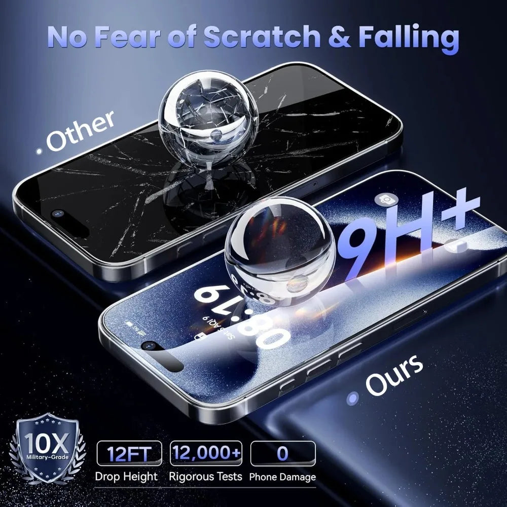 2Pcs Ultra HD Tempered Glass For iPhone 17 16 15 Pro Max Air 16e 15 Plus 14 13 12 11 Pro XR XS Max Dust Free Easy Install Glass