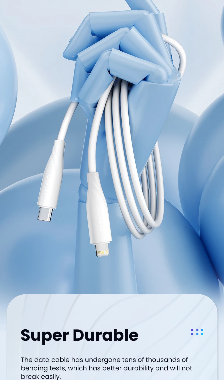 Toocki PD 20W Cable For iPhone 14 13 12 11 Pro Max 8 7 Plus Macbook 2.4A Fast Charging USB C To Lighting Cable Data Wire 1M 2M