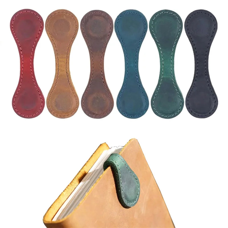 1pc Notebook Book Markers Page Divider Magnetic Leather Bookmark Double-sided Magnetic Buckle Magnet Clip Staionery Supplies