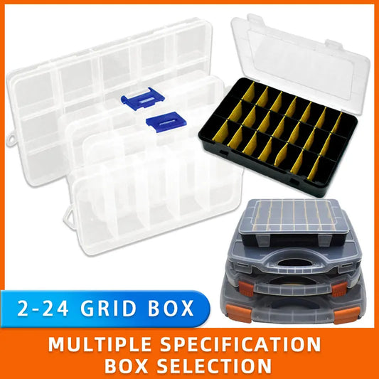2-24 Grids Screw Organizer Container Box Plastic Transparent Compartment Adjustable Storage Box For Jewelry Button Hardware Tool