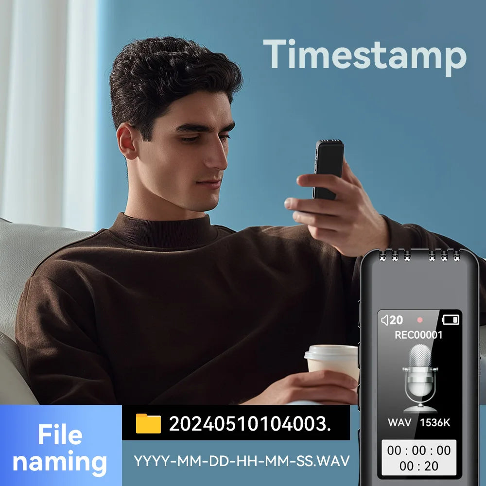 128GB Digital Sound Activated Voice Recorder Pen 0G-64GB Card Dictaphone Audio Recorder 1536KBPS Recording Interviews MP3 Player