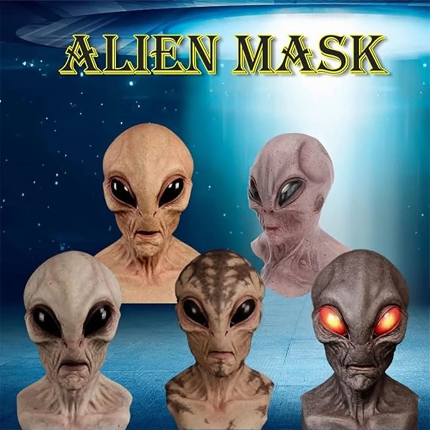 Halloween Alien Mask Scary Horrible Big Eyes Horror Alien Mask Full Head Latex Mask Mask Monster Mask Gifts