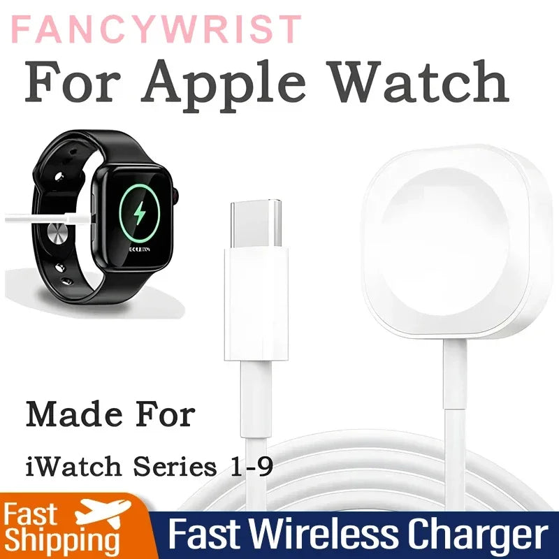 For Apple iWatch Series 9 8 7 SE 6 5 Portable Magnetic Wireless Charger USB C For Apple Watch 9 Fast Charging Cable Accessories