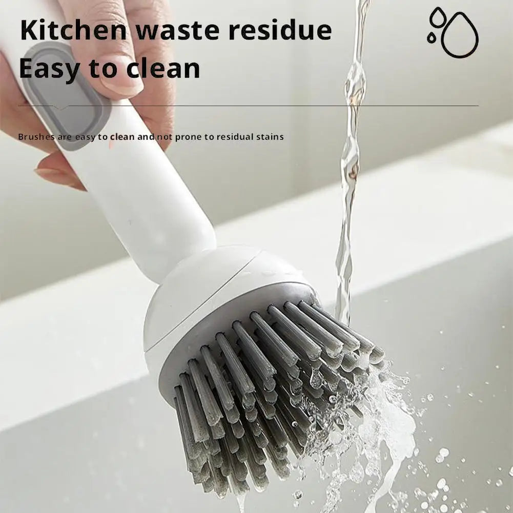 Kitchen Pot Brush for Home Use Long Handle Rotating Dish Washing Scrubber with Liquid Dispenser Bowl Pans Brush Cleaning Tools