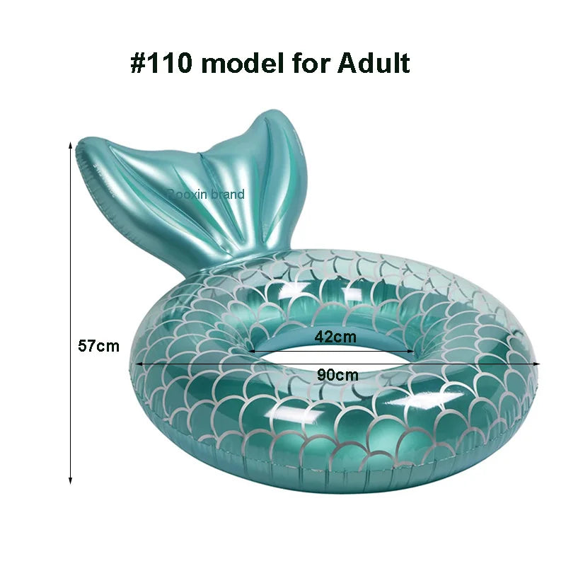 Rooxin Inflatable Swimming Ring Mermaid With Backrest Pool Floaters for Adult Teens Water Play Tube Swimming Mattress Pool Toys