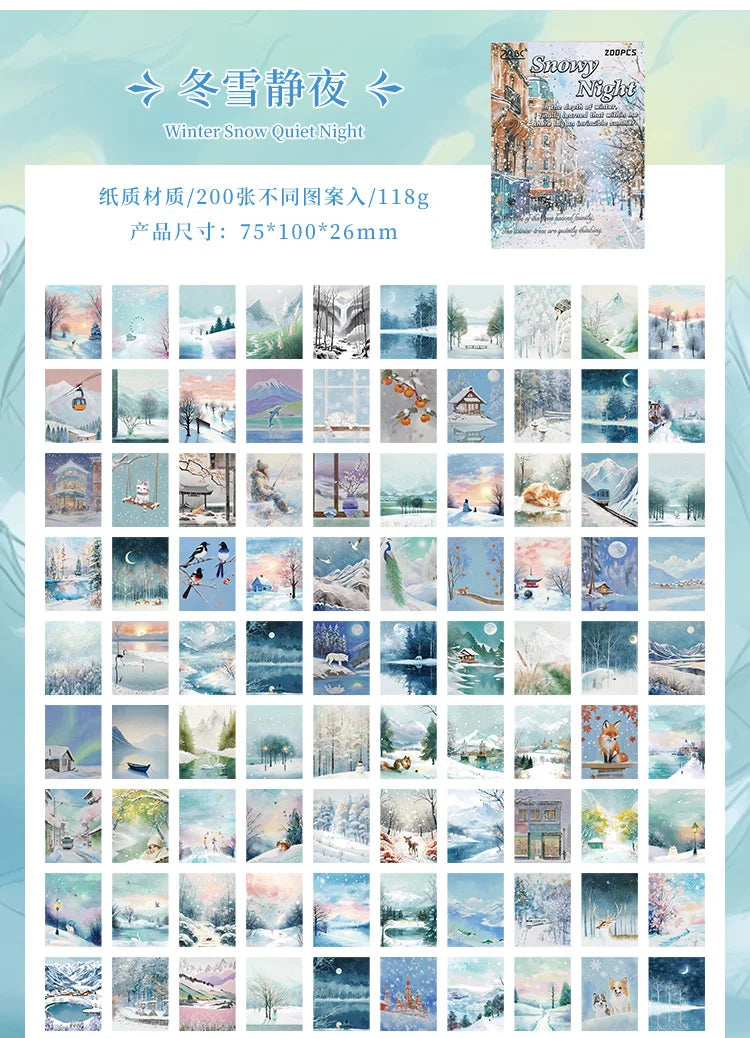 200 sheet Four Seasons Landscape material paper Decor Diary Album Scrapbooking material Background paper junk journal supplies