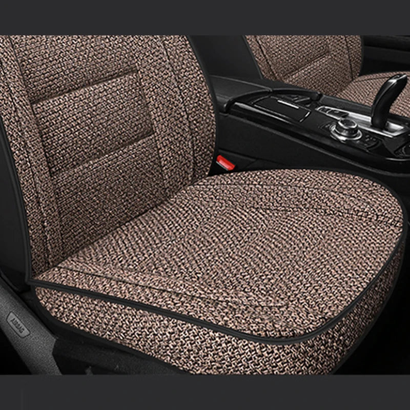 Four Season Universal Car Seat Cover Linen Fabric Front Single Seat Cushion Auto Suv Truck Van All-inclusive Protector Cover