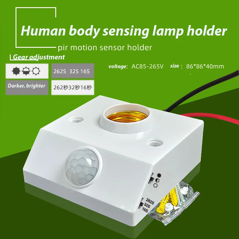 Smart 85V-265V PIR Induction Infrared Motion Sensor E27 LED lamp Base Holder With light Control Switch Bulb Socket Adapter