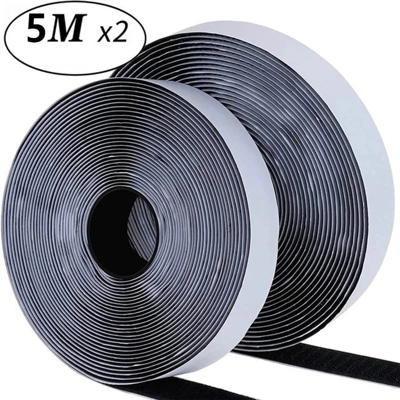 5M Strong Self-adhesive Hook and Loop Fastener Tape Magic Nylon Sticker Straps with Glue for DIY Craft Accessories 20/25/30/50mm