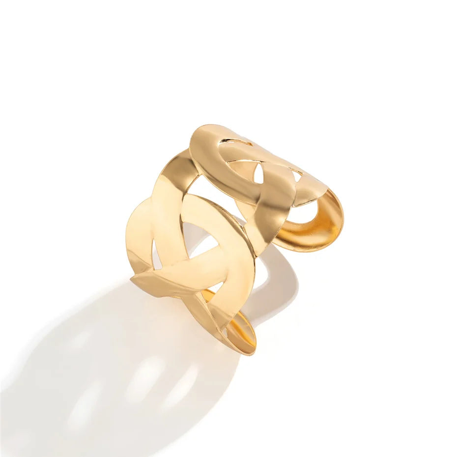 Ingemark Punk Smooth Hollow Out Metal Wide Open Cuff Bangles for Women Fashion Statement Vintage Charm Bracelets Steampunk Men