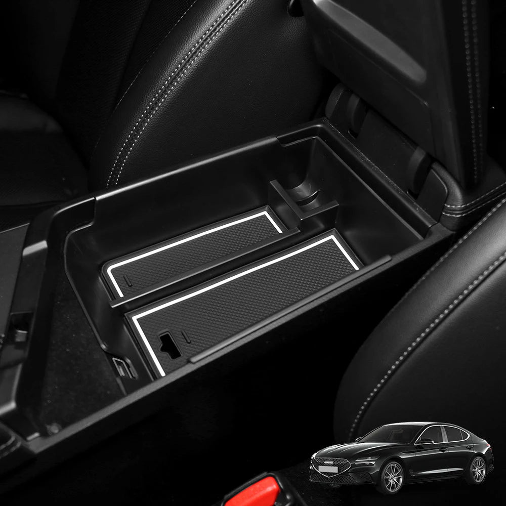 Car Center Contral Storage Box Armrest Organizer Tray For Genesis G70 2019 2020 2021 2022 Stowing Tidying Part
