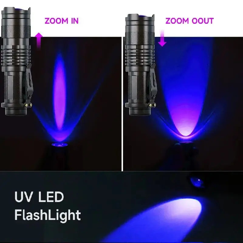 LED UV Flashlight 395nm Mini Ultraviolet Torch Purple Light Waterproof Lamp 3 Mode Built-in Battery For Marker Checker Detection