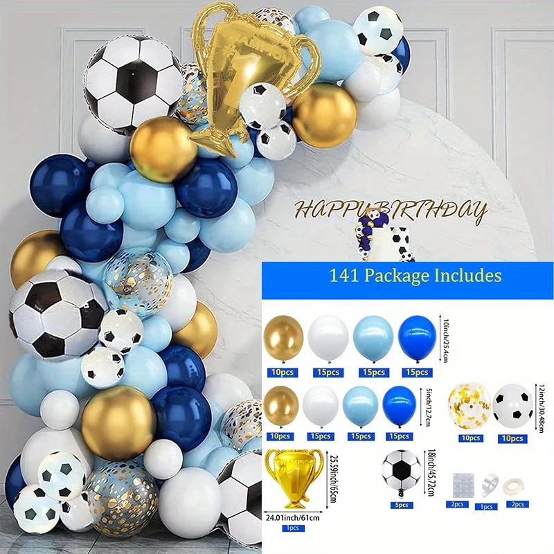 141pcs Football Themed Balloon Garland Arch Kit,suitable for Football Game Events,birthday Parties,anniversary Celebrations, Etc