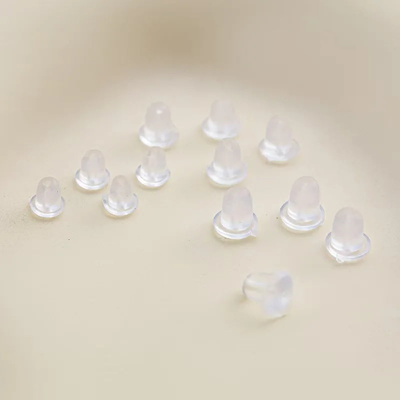 100pcs/lot Clear Soft Silicone Rubber Earring Backs Safety Bullet Stopper Rubber Jewelry Accessories DIY Parts Ear Plugging