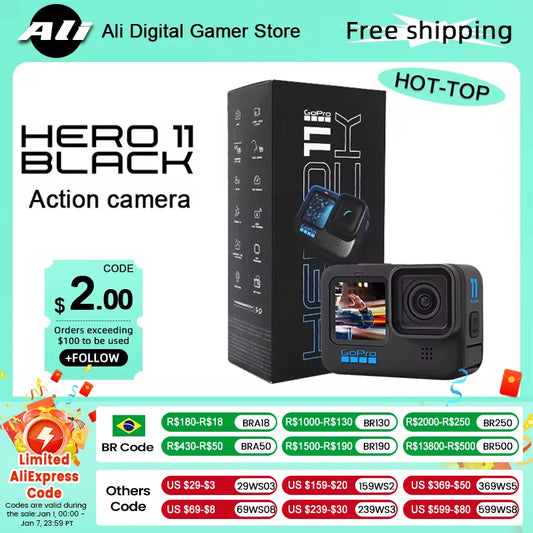 GoPro HERO11 Black Action Camera go pro11 27MP Photos GP2 5.3K60 + 2.7K240 24.7MP HyperSmooth 5.0 Video Sports Camera