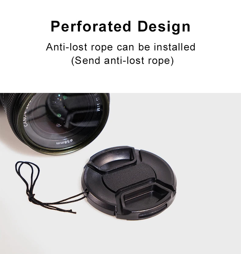 Camera Lens Cap 39mm 40.5mm 43mm 46mm 49mm 52mm 55mm 58mm 62mm 67mm 72mm 77mm 82mm Lens Protector fuji sony Front Lens Cap 1pcs