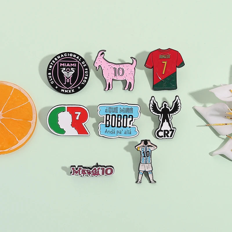 Football Star Enamel Pins Custom Football Club Digital Jersey Brooches Lapel Badges Clothes Funny Jewelry Gift for Fans Friends