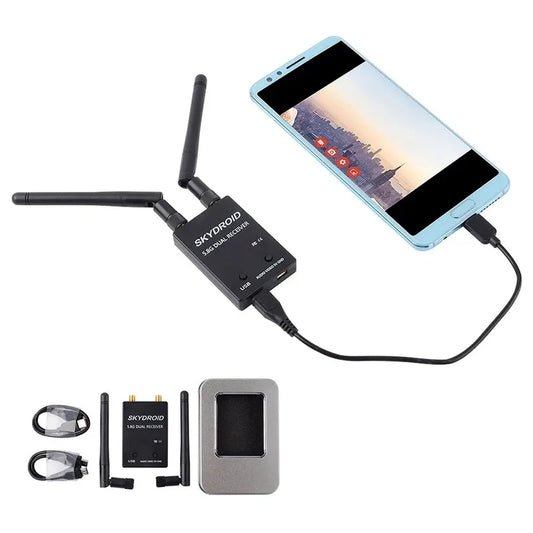 Skydroid UVC Dual Antenna Control Receiver OTG 5.8G 150CH Full Channel FPV Receiver W/Audio For Android Smartphone